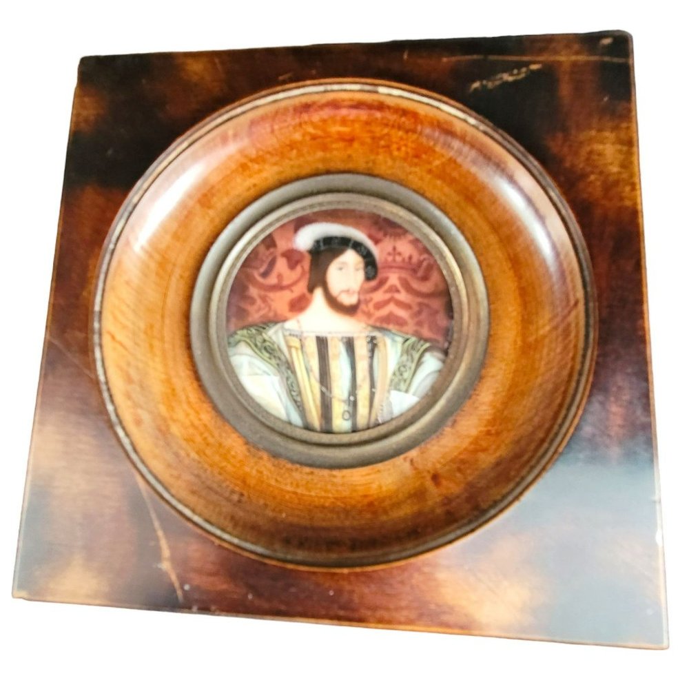 Francis I King of France Miniature in Wooden Concave Frame CT503